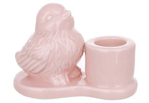 727-729 Porcelain candlestick with Bird (candle d=2.2cm), 8.7*5*6.5cm, color - pink