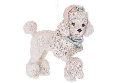 K07-530 Decorative pendant Poodle in a hat 10*4.5cm, color - gray with peach