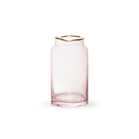 111039 Pink glass vase with gold neck, 11*6 cm