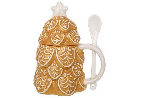 928-188 Ceramic mug with lid Gingerbread tree, 450ml