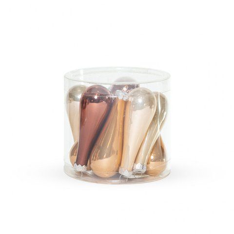111347 Set of icicles 7.5cm, cream-brown (12pcs)