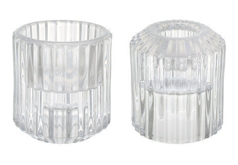 133-047 Candle holder for thin (23mm) and tealight (43mm) 5.5*6 cm, clear glass