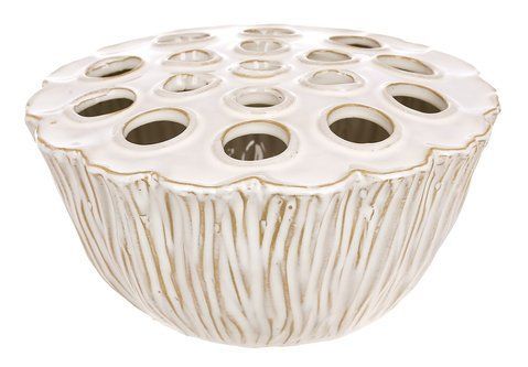 148-025 Ceramic vase 23.5*23.5*11cm Flower Frog beige
