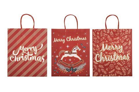 PK4-239 Kraft gift bag with Christmas print 31*42*11.5cm Merry Christmas, 3 designs