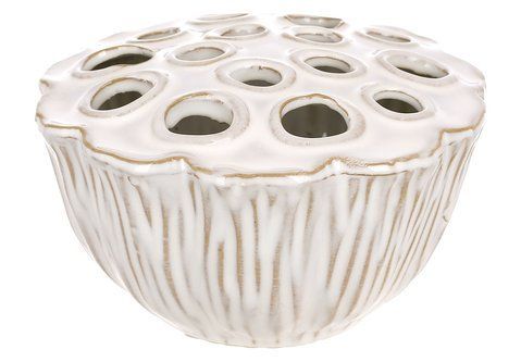 148-024 Ceramic vase 16.5*16.5*9cm Flower Frog beige