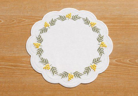 445-273 Cotton serving napkin with embroidery D32cm Mimosa Garden