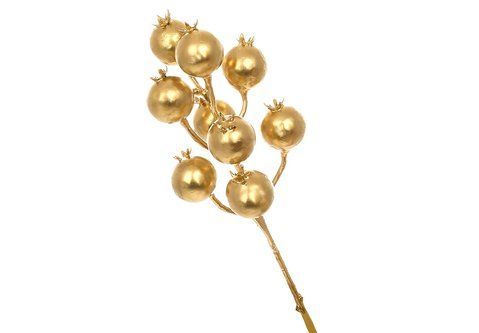 H39-258 Decorative branch with berries 32cm, color - matte gold