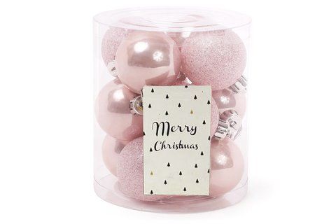 147-201 Set of Christmas tree balls 4cm, color - pink, 12pcs