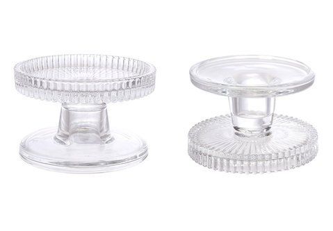 133-022 Double-sided glass candlestick for thin and cylindrical candles, D10*6.5cm, color - transparent