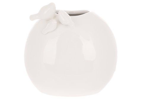 827-109 Ceramic vase with Birds decor 14*10*15.5cm, color - glossy white