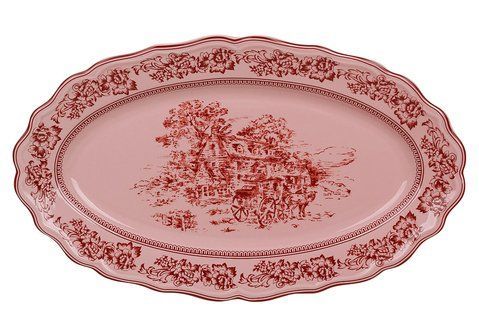 K312  Блюдо порцелянове овальне 36*21*3.5см Heritage Toile Collection, колір - винтажний рожевий K312 фото