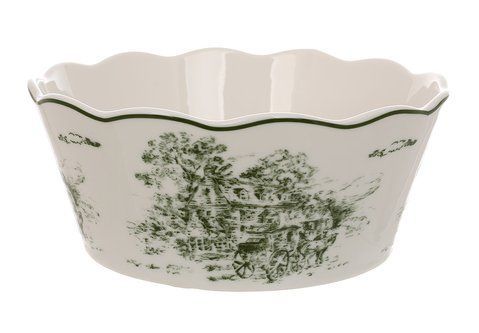 K351 Porcelain Salad Bowl 900ml Heritage Toile Collection Green