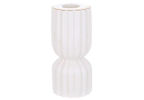 747-015 Ceramic candlestick, shaped (candle 22mm), D5.5*12cm, color - white
