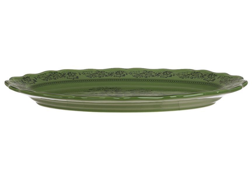 K307  Блюдо порцелянове овальне 36*21*3.5см Heritage Toile Collection, колір - оливковий зелений K307 фото