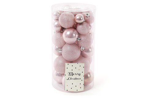 147-218 Set of Christmas tree balls, color - pink, 40pcs