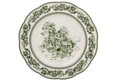 K350 Porcelain plate D22*2.5cm Heritage Toile Collection Green