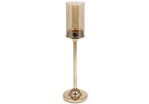 448-007 Metal candlestick with glass bulb, 10*39cm, color - gold