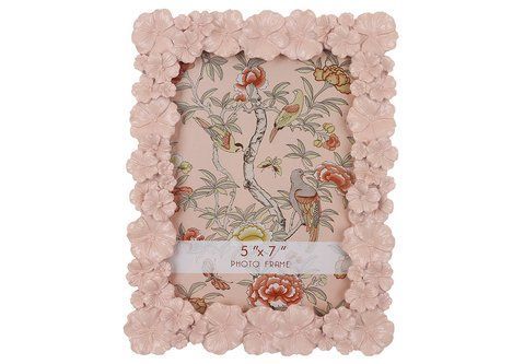 450-294 Photo frame 12.5x17.5cm Flowers, frame size 17.8*2.3*21.5cm, color - pink lacquer