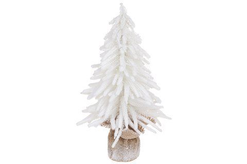 122-181 Decorative Christmas tree covered in snow in a jute bag, 20*20*35 cm, white color