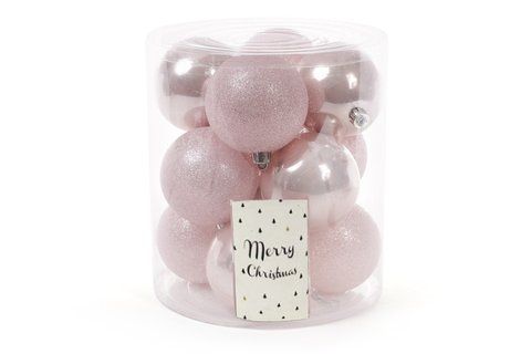 147-222 Set of Christmas balls 8cm, color - pink, 12pcs