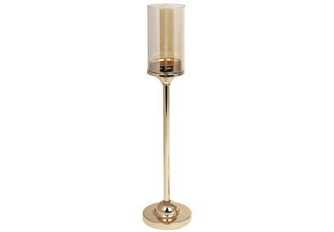 448-008 Metal candlestick with glass bulb, 10*44cm, color - gold